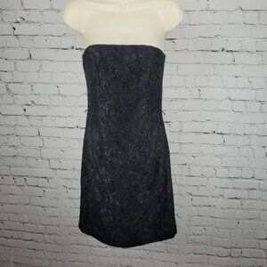 NWT White House Black Market Floral Sequin Lace Strapless Lined Short Dress 0